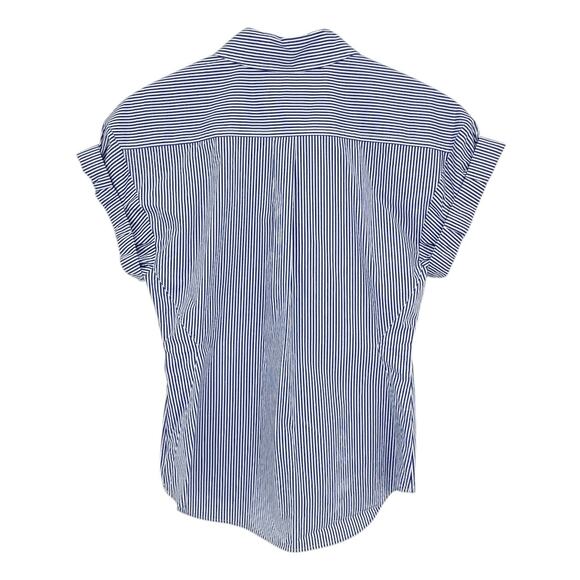 FRAME Button Down Striped Rolled Sleeve Top S - Picture 4 of 9